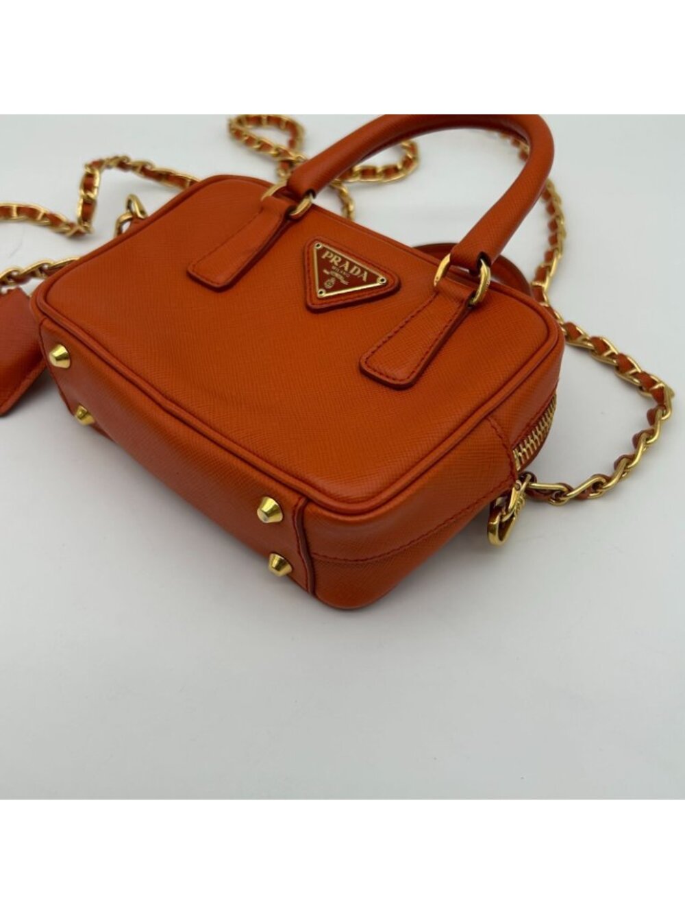 Prada Orange Saffiano Leather Shoulder - Picture 12 of 15